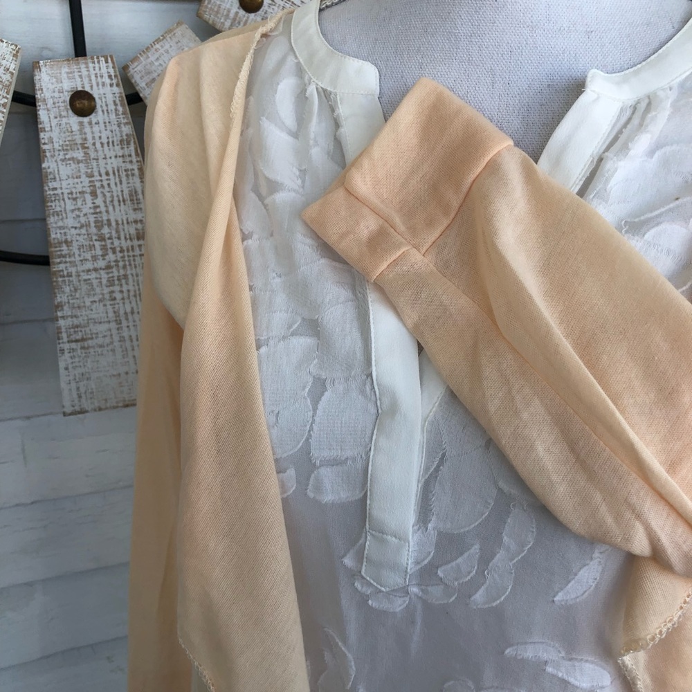 NEW! Soft Peach Waterfall Open Front Cardigan - Picture 4 of 6